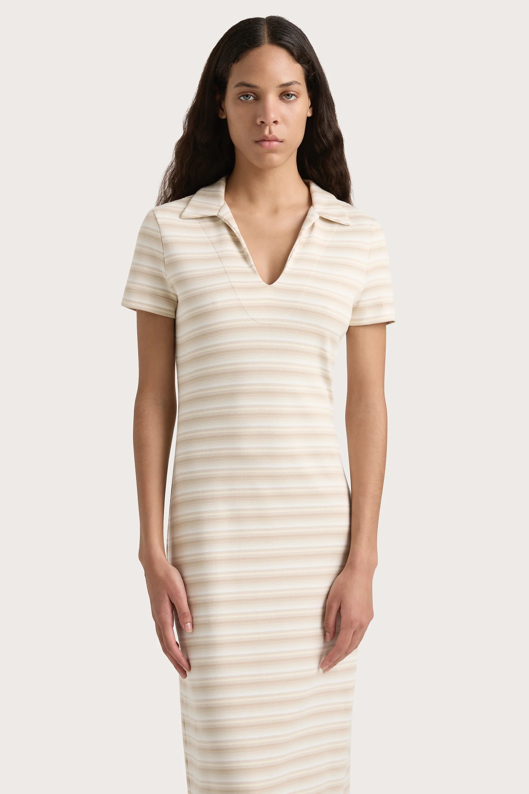 Tiesse Maxi Dress Cream Stripe - Final Sale