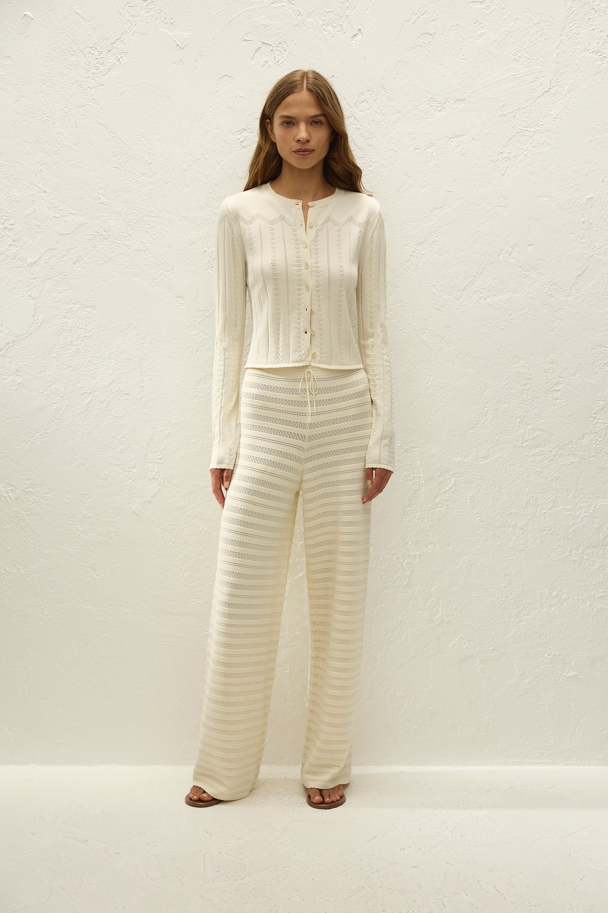 Selly Cardigan Maja Pointelle Vintage White