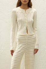 Selly Cardigan Maja Pointelle Vintage White