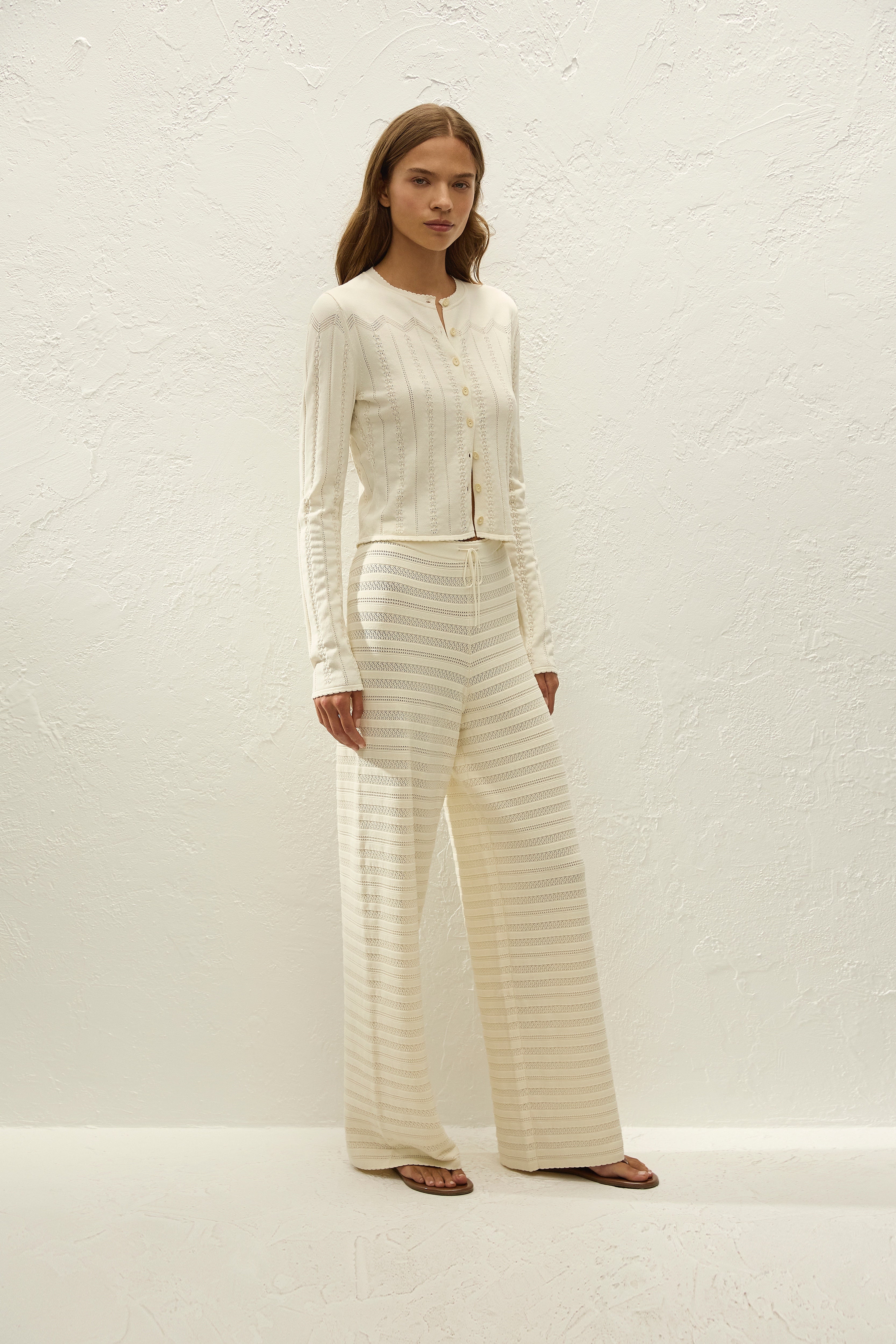 Tanya Pant Ida Pointelle Vintage White