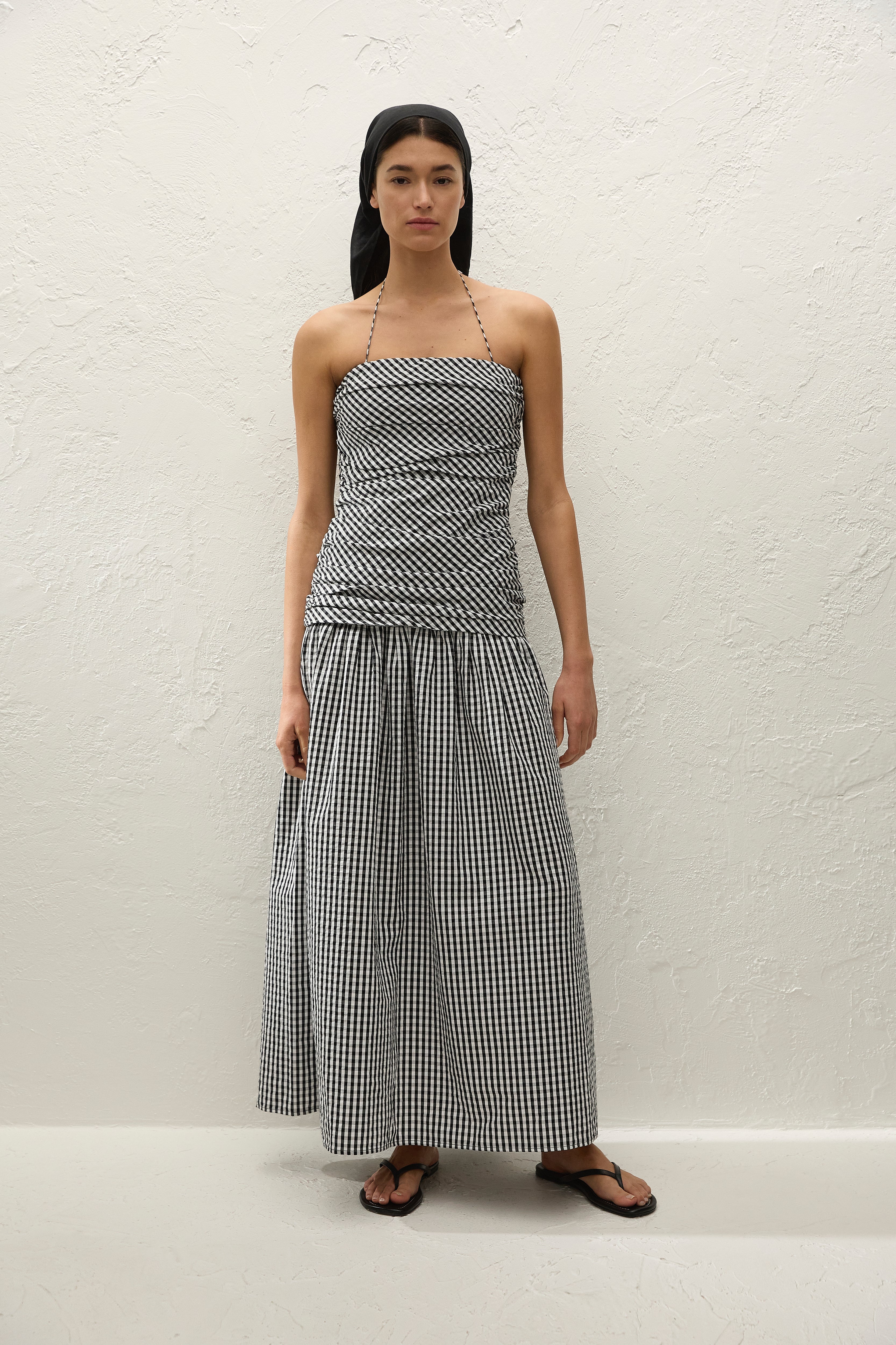 Vento Midi Dress Black Textured Gingham - Final Sale