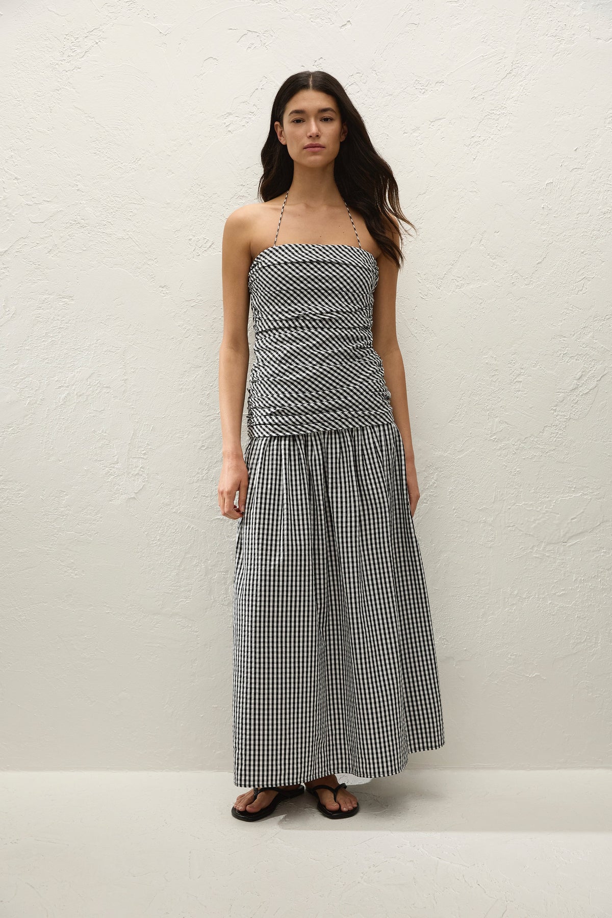 Vento Midi Dress Black Textured Gingham - Final Sale