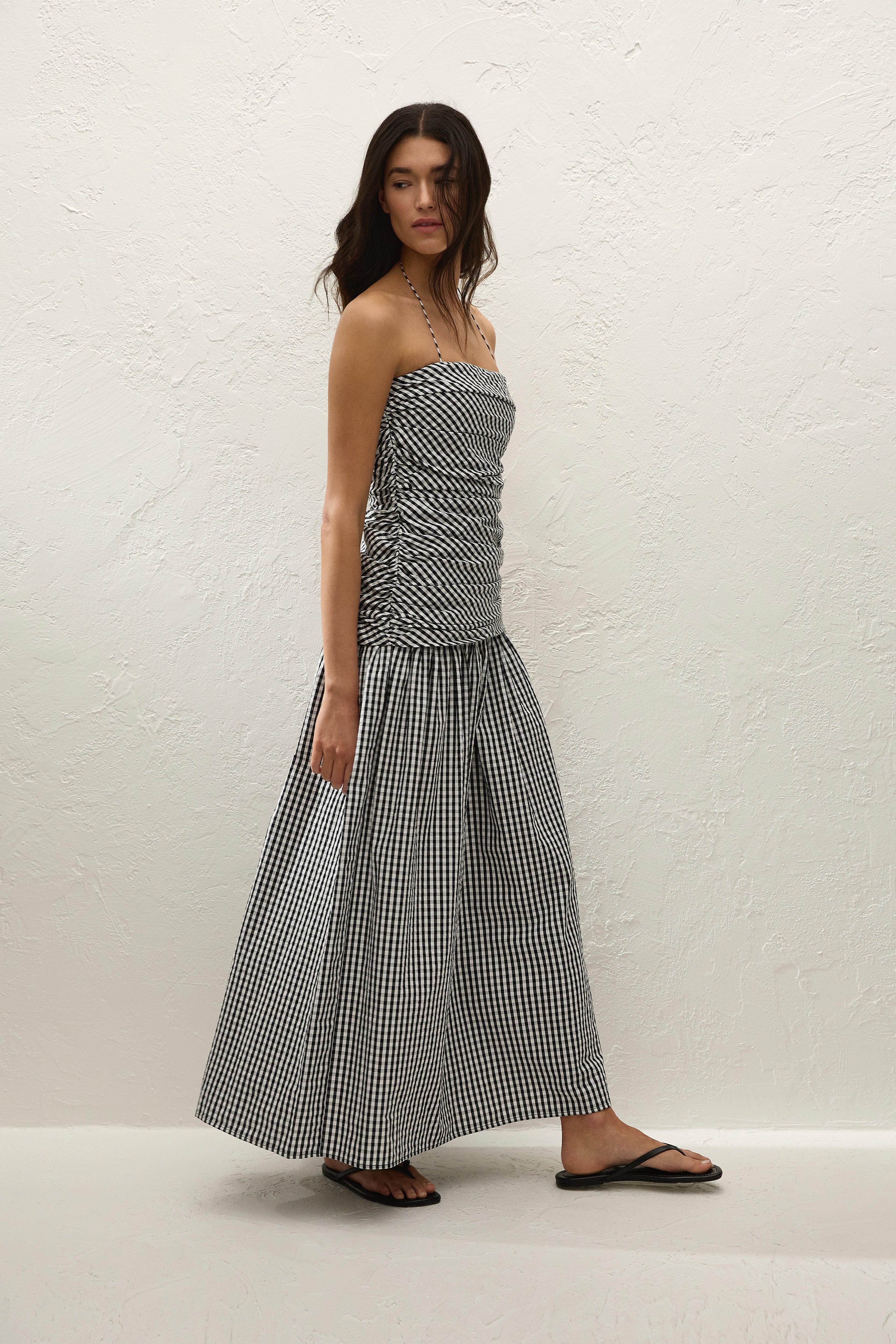 Vento Midi Dress Black Textured Gingham - Final Sale