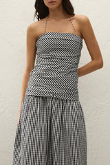 Vento Midi Dress Black Textured Gingham - Final Sale