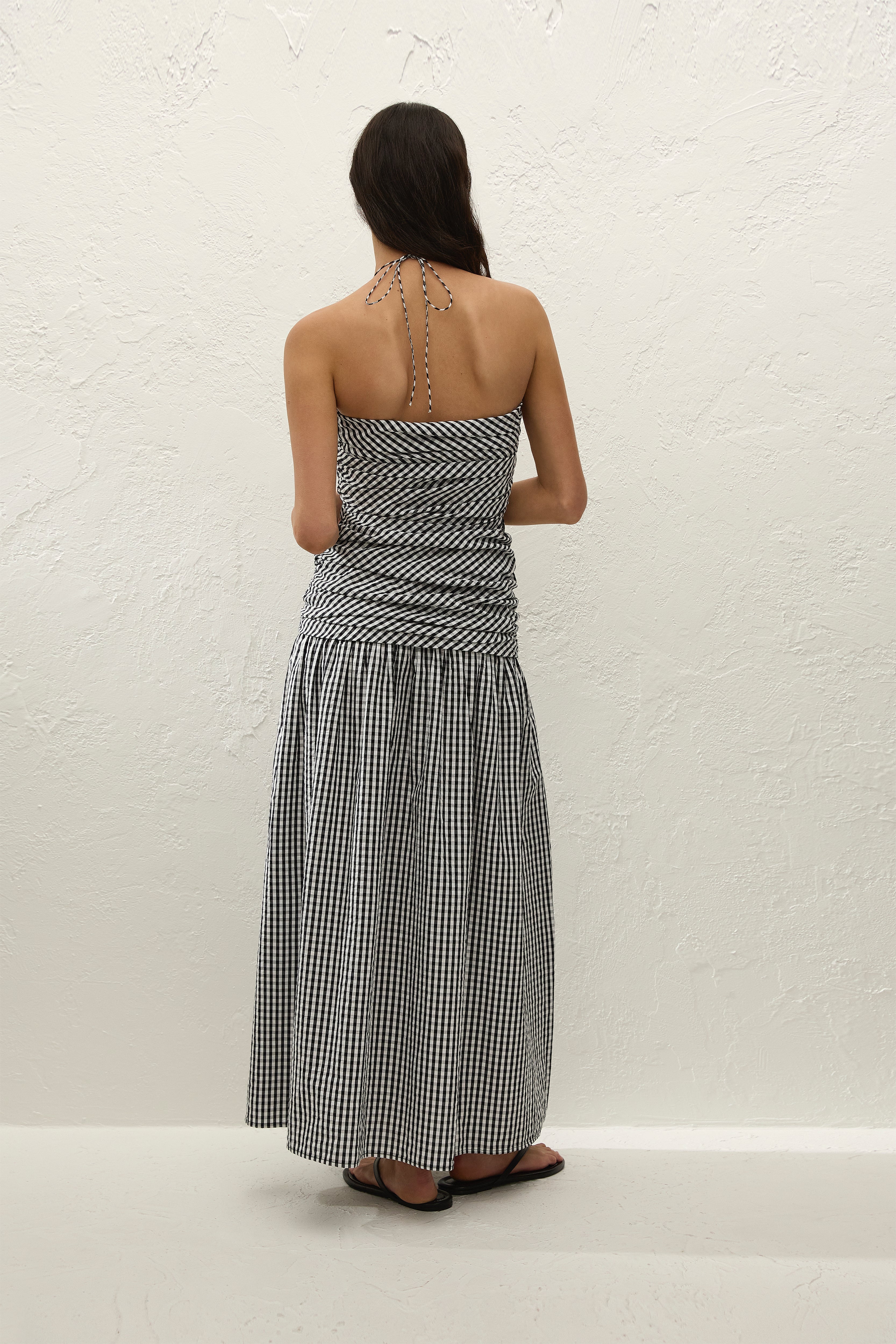 Vento Midi Dress Black Textured Gingham - Final Sale