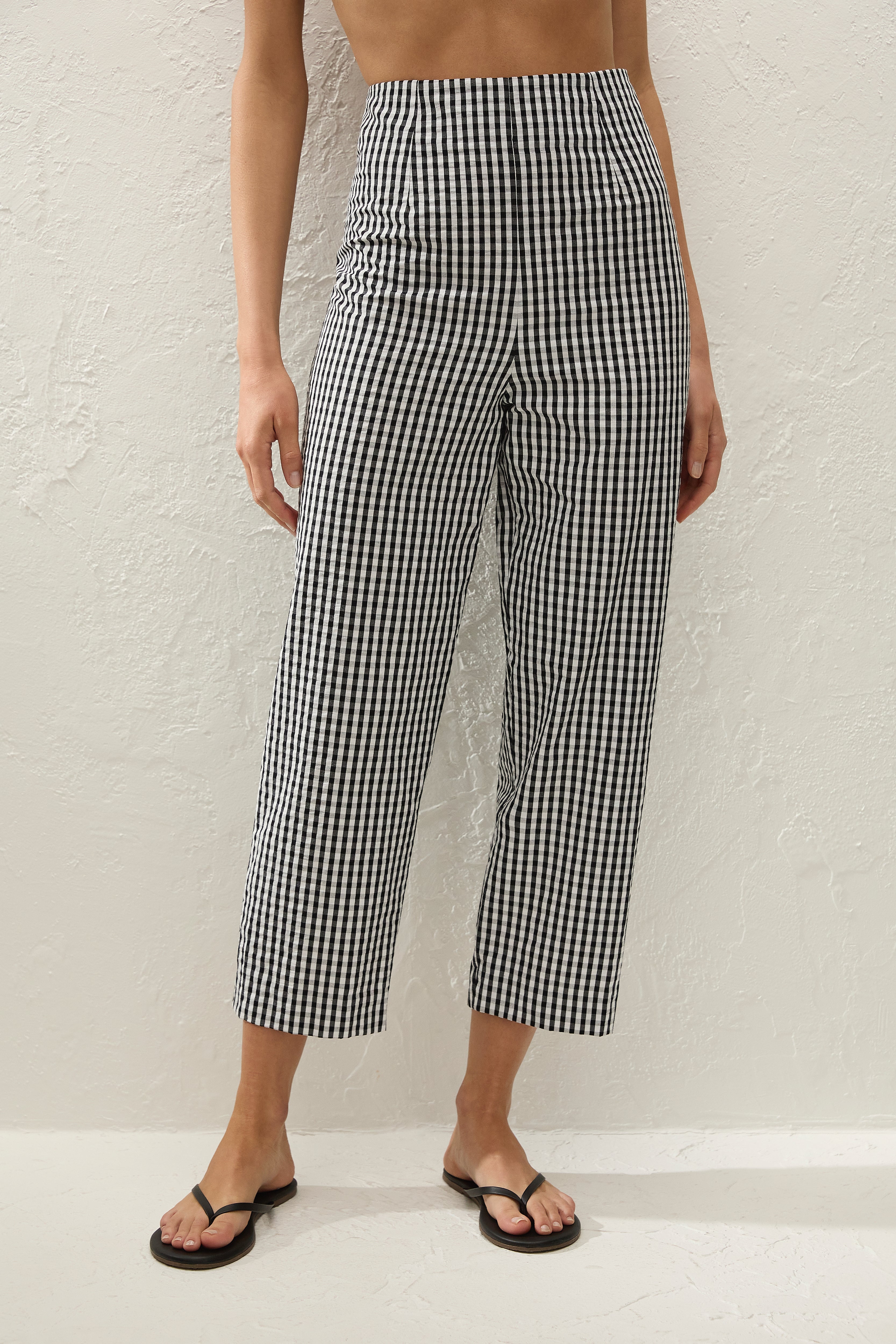 Claudine Pant Black Textured Gingham - Final Sale