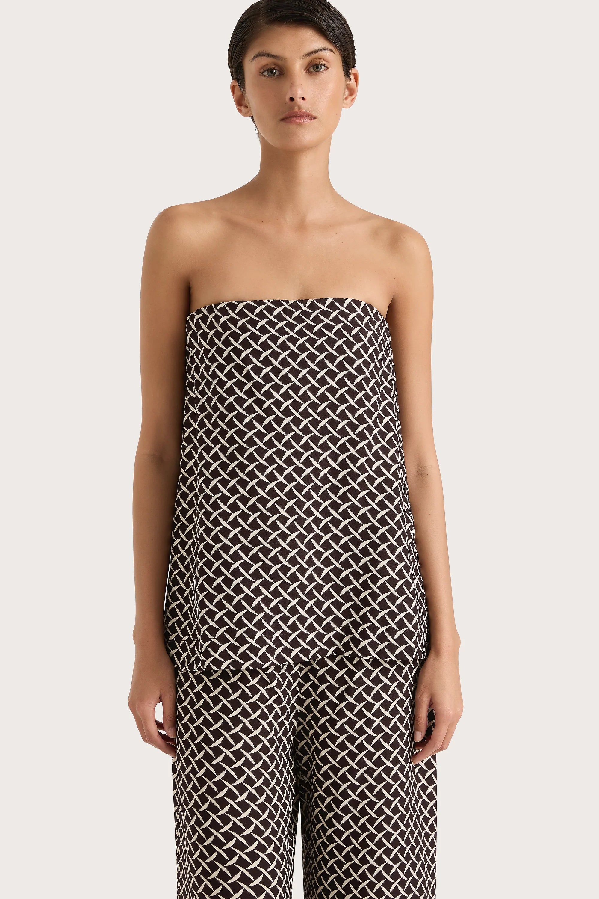 Ninette Strapless Top Espresso Geo - Final Sale