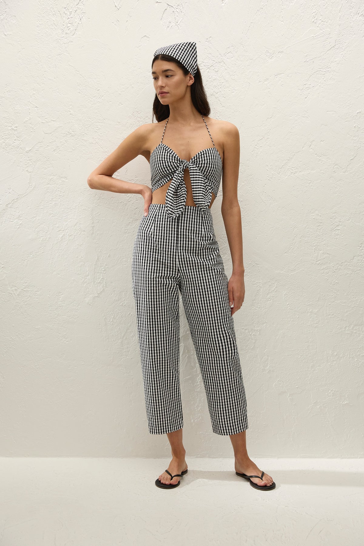 Claudine Pant Black Textured Gingham - Final Sale