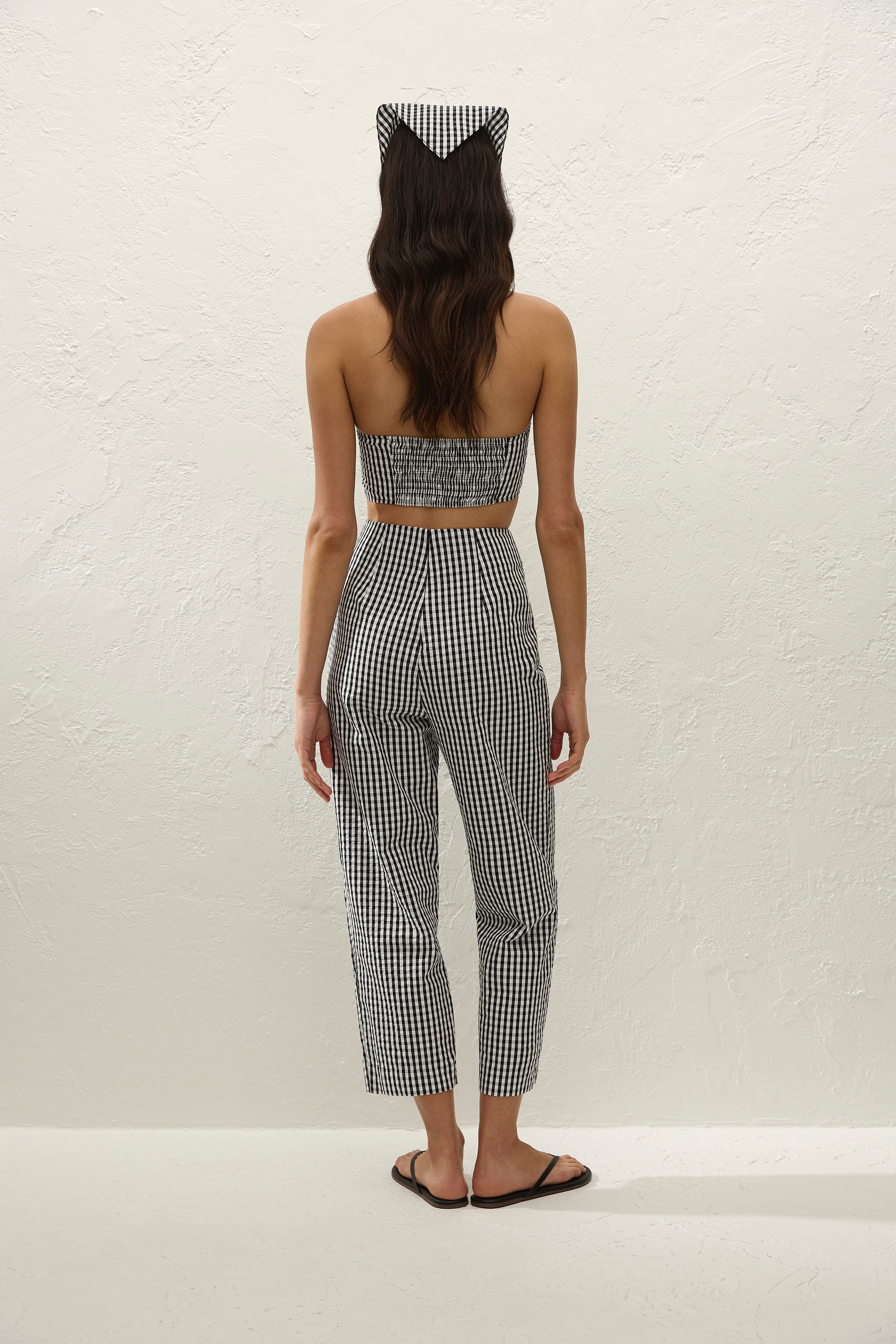Claudine Pant Black Textured Gingham - Final Sale
