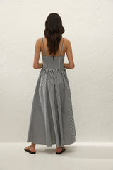 Chiara Midi Dress Black Textured Gingham - Final Sale