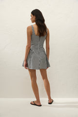 Marcella Mini Dress Black Textured Gingham - Final Sale