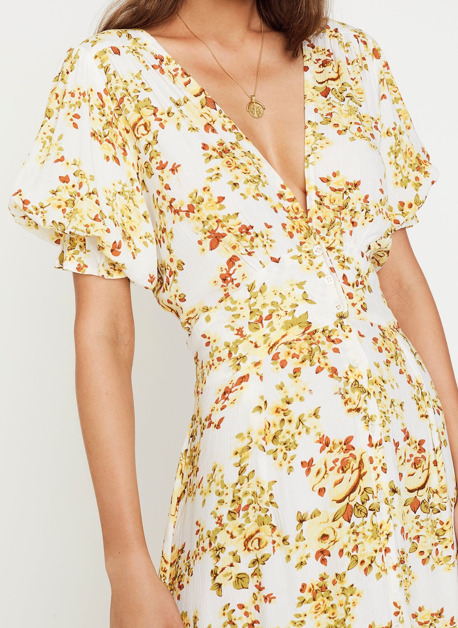 Goldie Floral Off White Rafa Midi Dress  - Final Sale