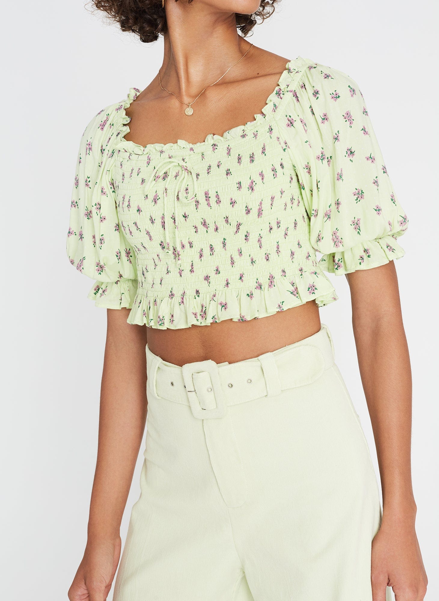 Isadora Top Luda Floral Lime - Final Sale